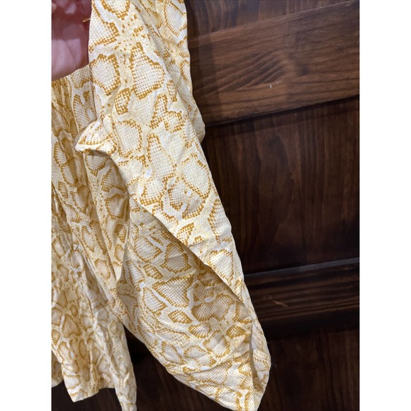 Faithful The Brand Pants Women Size 10 Wide Leg Pockets Snake Skin Yellow - Picture 5 of 15